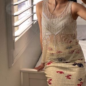 Coachella rhinestone beaded sheer tank top